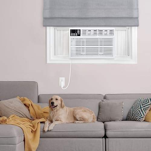 Whirlpool 12,000 BTU 115V Window-Mounted Air Conditioner with Remote Control, Window AC for Rooms up to 550 Sq.Ft, LCD Display, Auto-Restart, 24H Timer, White