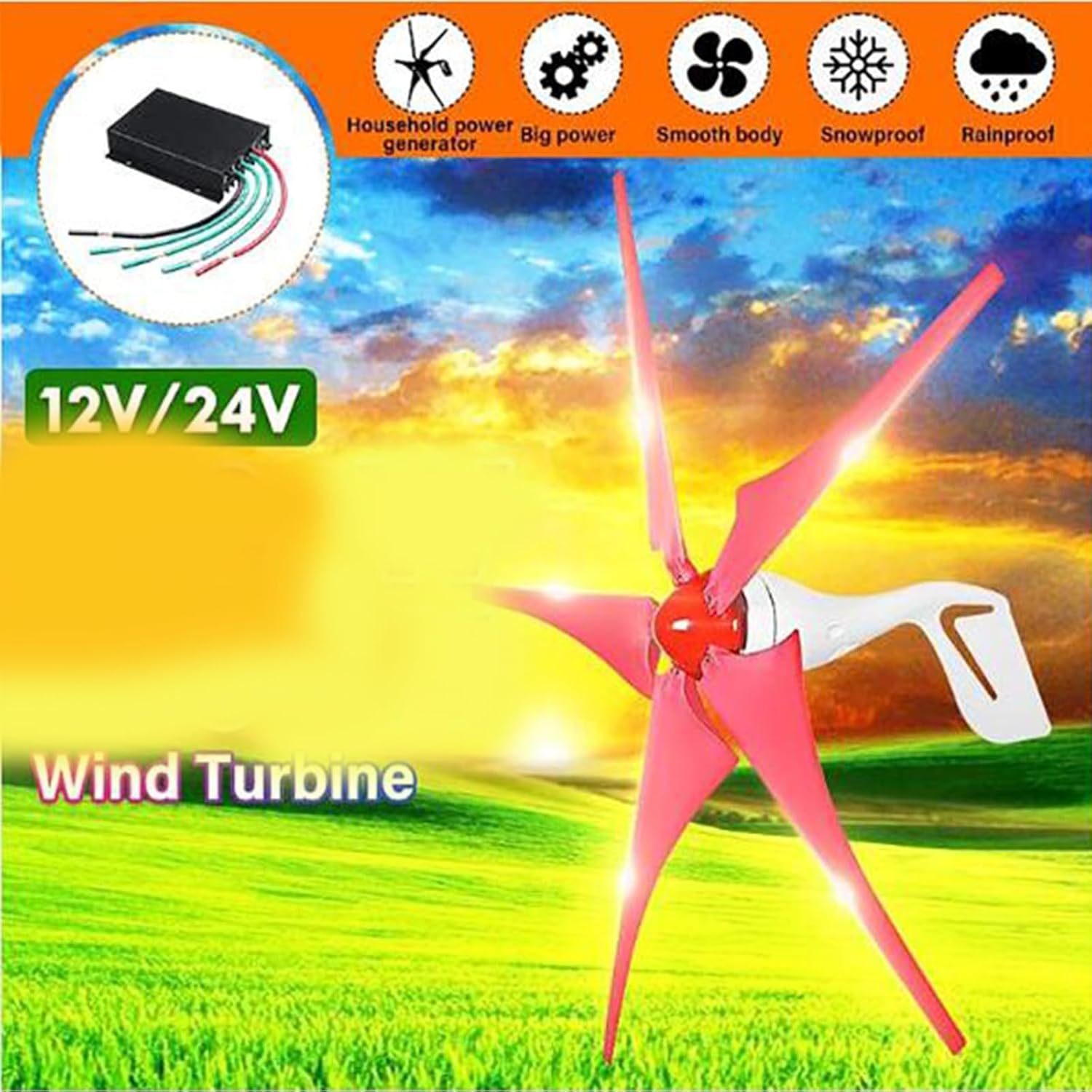 No Noise 3000W Wind Generator Kit,220V Wind Turbines Horizontal Home Powers Windmill Energy Turbines Charge(with Controller)