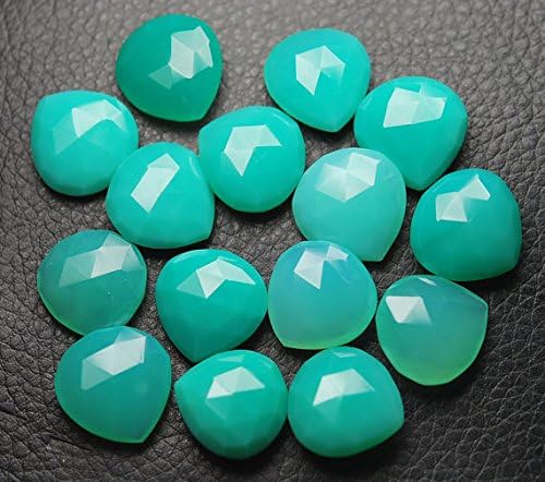 chrysoprase chalcedony faceted heart shape briolettes 14mm pieces - 30