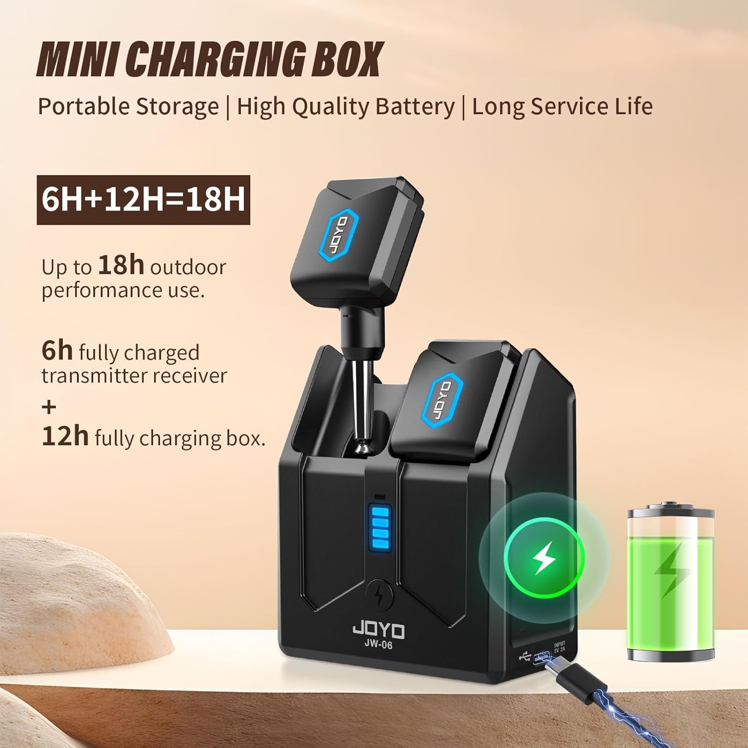 JOYO Wireless Guitar System 5.8GHz (JW-06) Bundles with JOYO 40 Watt Acoustic Combo Amplifier (BSK-40)