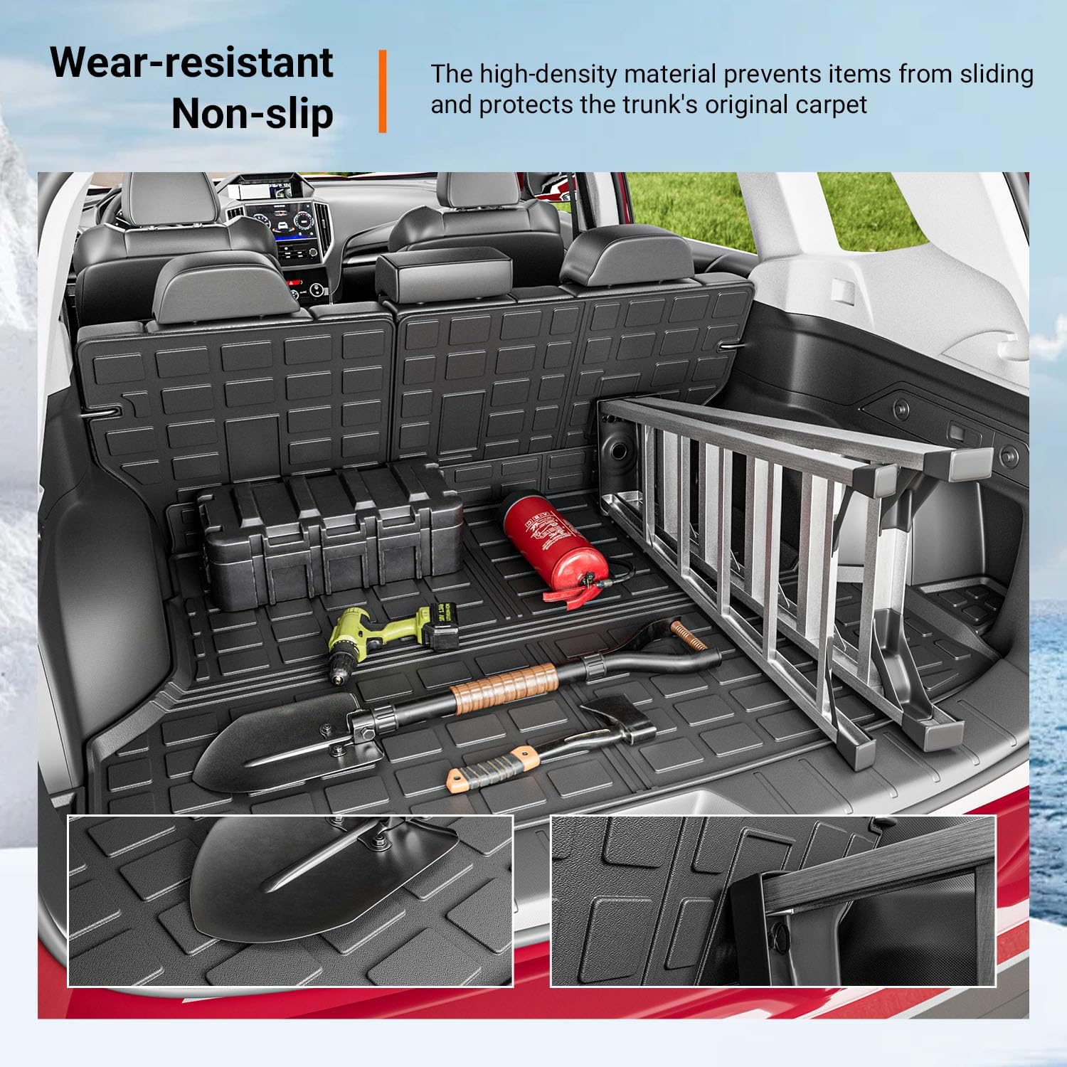 powoq Cargo Liner Compatible with 2019-2024 Subaru Forester Trunk Mat Backrest Mat TPE Trunk Liner Replacement for 2019-2021 2022 2023 2024 Subaru Forester Accessories (Backrest Mat+Trunk Mat)