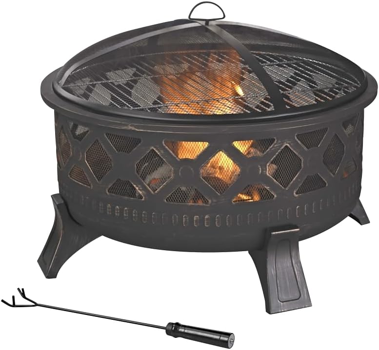 HOMEBASIX Firepit Round Steel