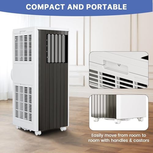 8000 BTU Portable Air Conditioner, 3 in-1 AC Unit with Fan & Dehumidifier, Quiet Cooling for Rooms Up to 350 Sq.Ft, Remote Control & 24H Timer, Ideal for Bedroom or Apartment Use