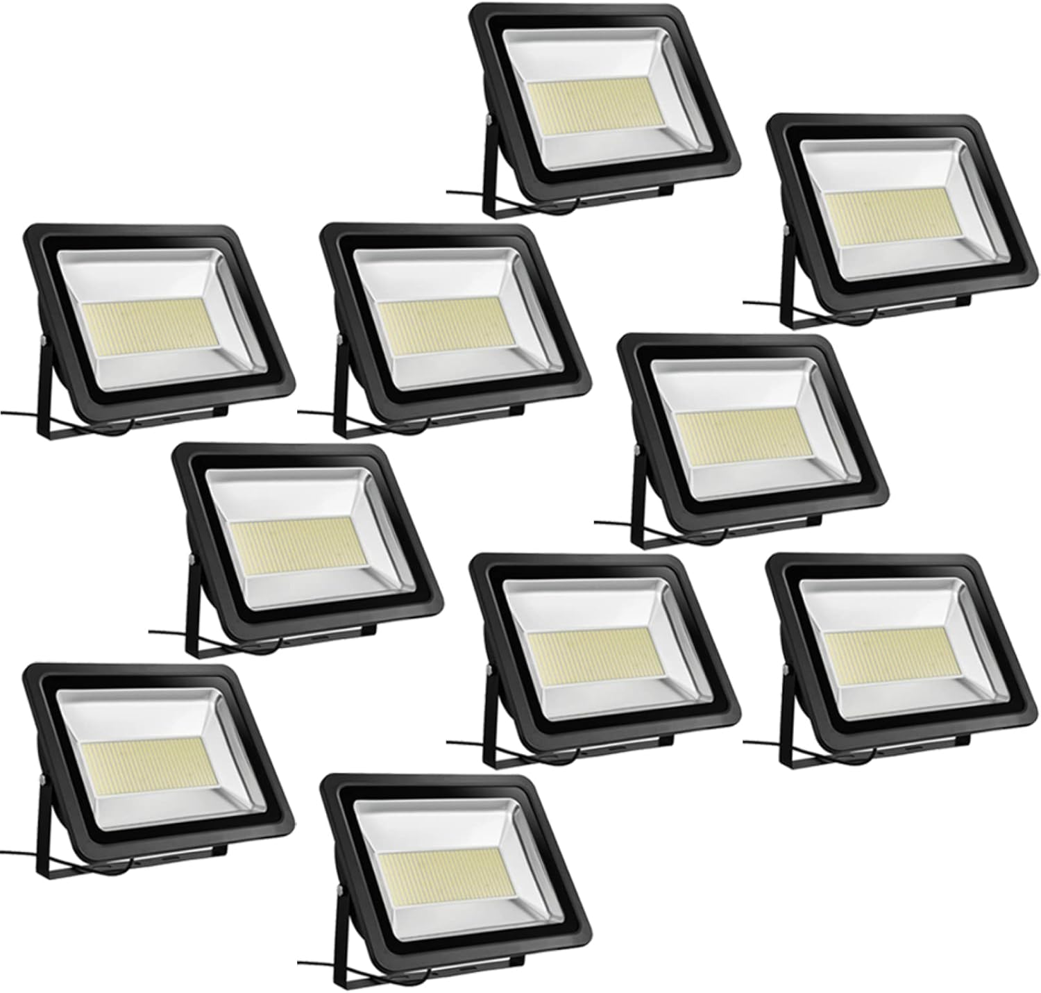 300W LED Floodlights Outdoor, IP65 Waterproof Outdoor Security Lamp, 24000LM 3200K Warm White Garden Landscape Wall Light for Warehouse, Parking Lot, Park, Street, Square, 10 Pack