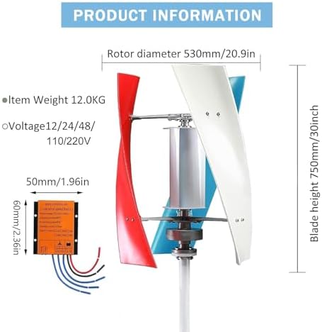 18000W Vertical Wind Turbine Generator Kit - 3-Blade Power System with Controller for 12V/24V/48V - Perfect for Boats, Cabins, Gazebos & Industrial Energy Applications