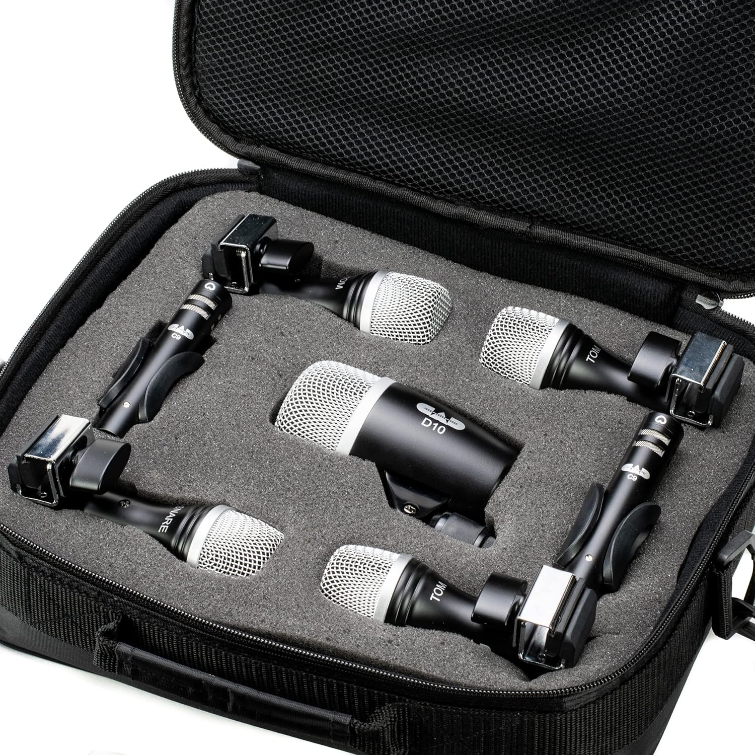 CAD Audio STAGE7 7-Piece Drum Mic Pack – D10 Kick, D19 Snare, 3× D29 Toms & 2× C9 Overheads, Vinyl Carry Case