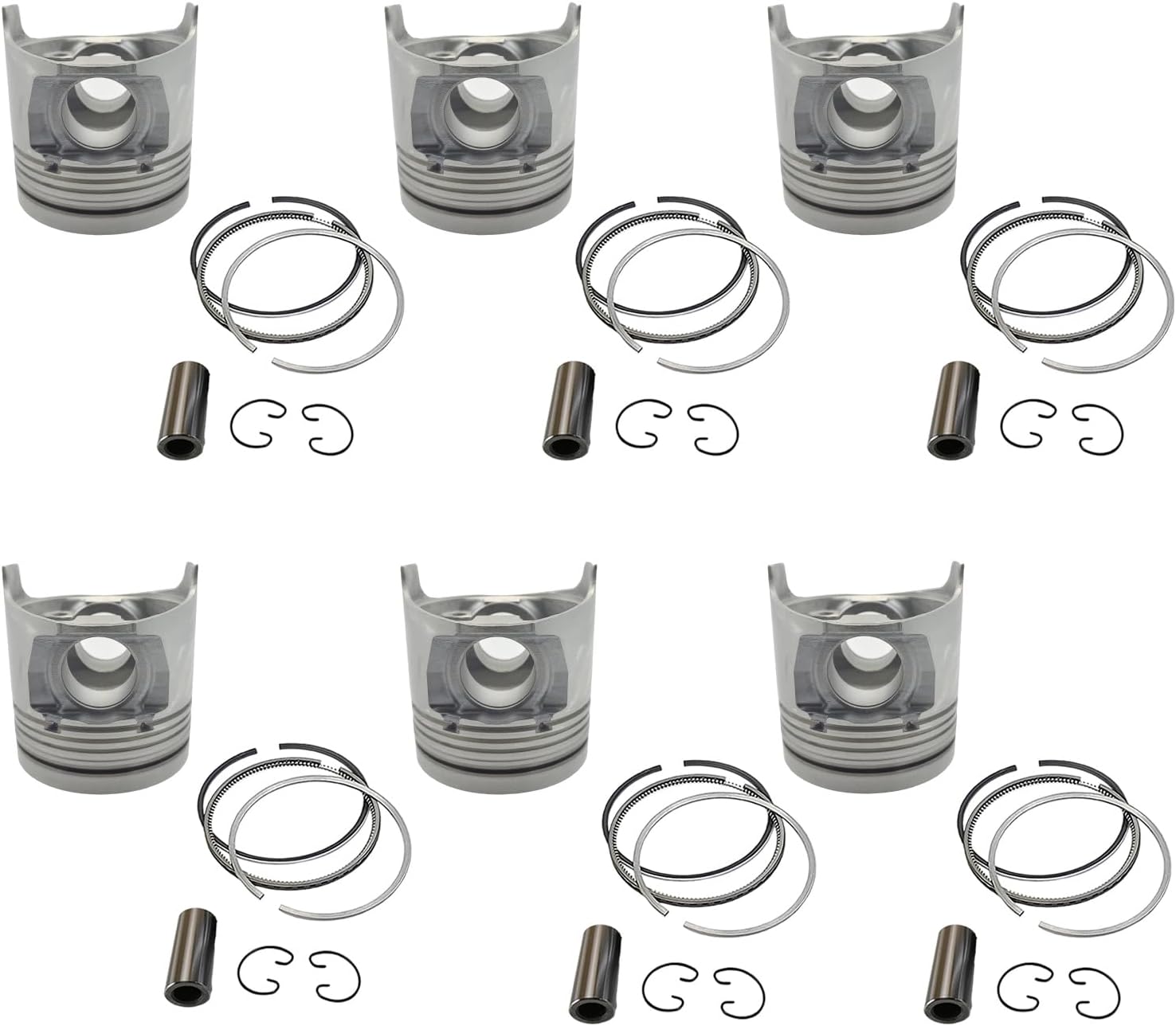 6pcs S6D125 piston set 6151-31-2511 for Komatsu S6D125 S6D125-1 S6D125-1AM Engine Excavator PC400CL-5 GENERATORS EGS240 EGS240-6 EGS300-6
