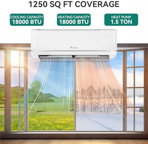 YITAHOME 18000 BTU Mini Split Air Conditioner Heat Pump System, WiFi Enabled 21 SEER2 208-230V Inverter Ductless AC Compatible with Alexa, Cool Up to 1250 Sq. Ft, Complete Installation Kit, 1.5 Ton
