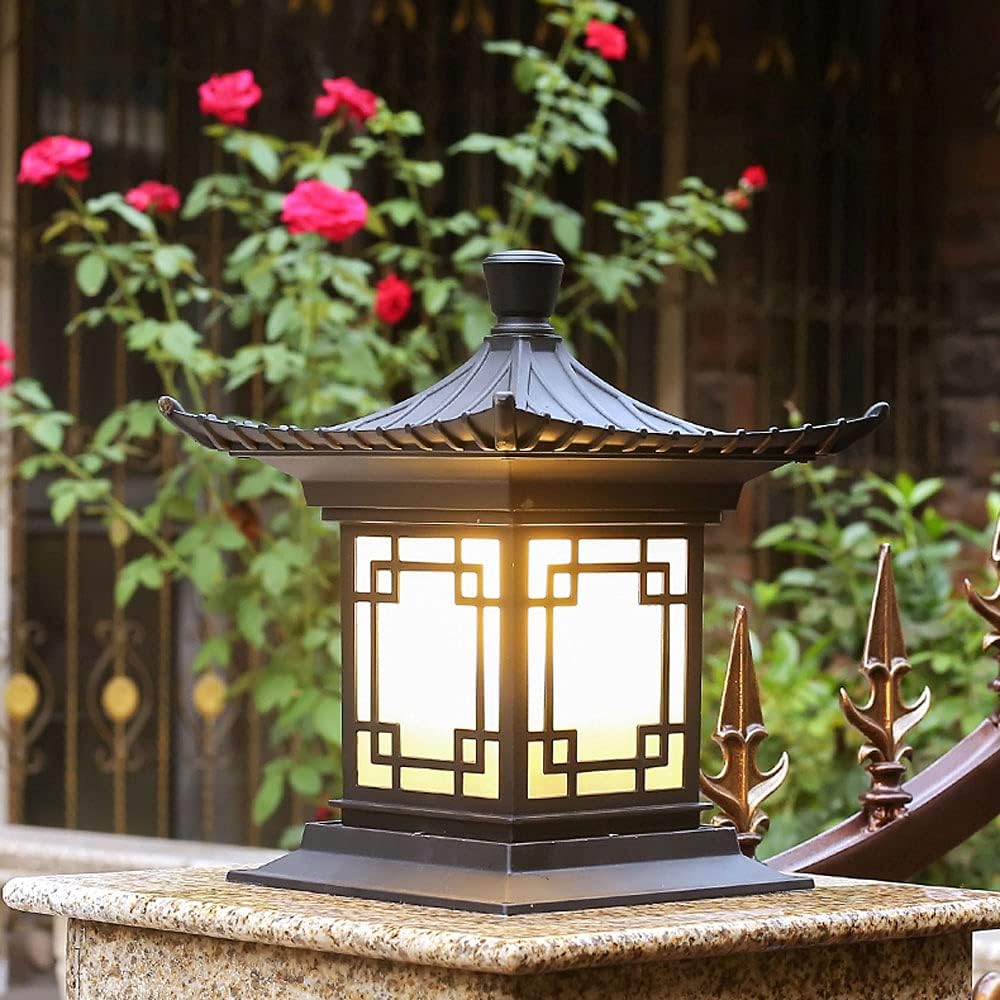 Post Lights Outdoor,Modern Chinese Garden Villa Waterproof Post Head Lamp Home Outdoor Gate Post Post Cap Lights Farmhouse Yard Fence Door Post Lights LED Night Security Lighting Fixtures