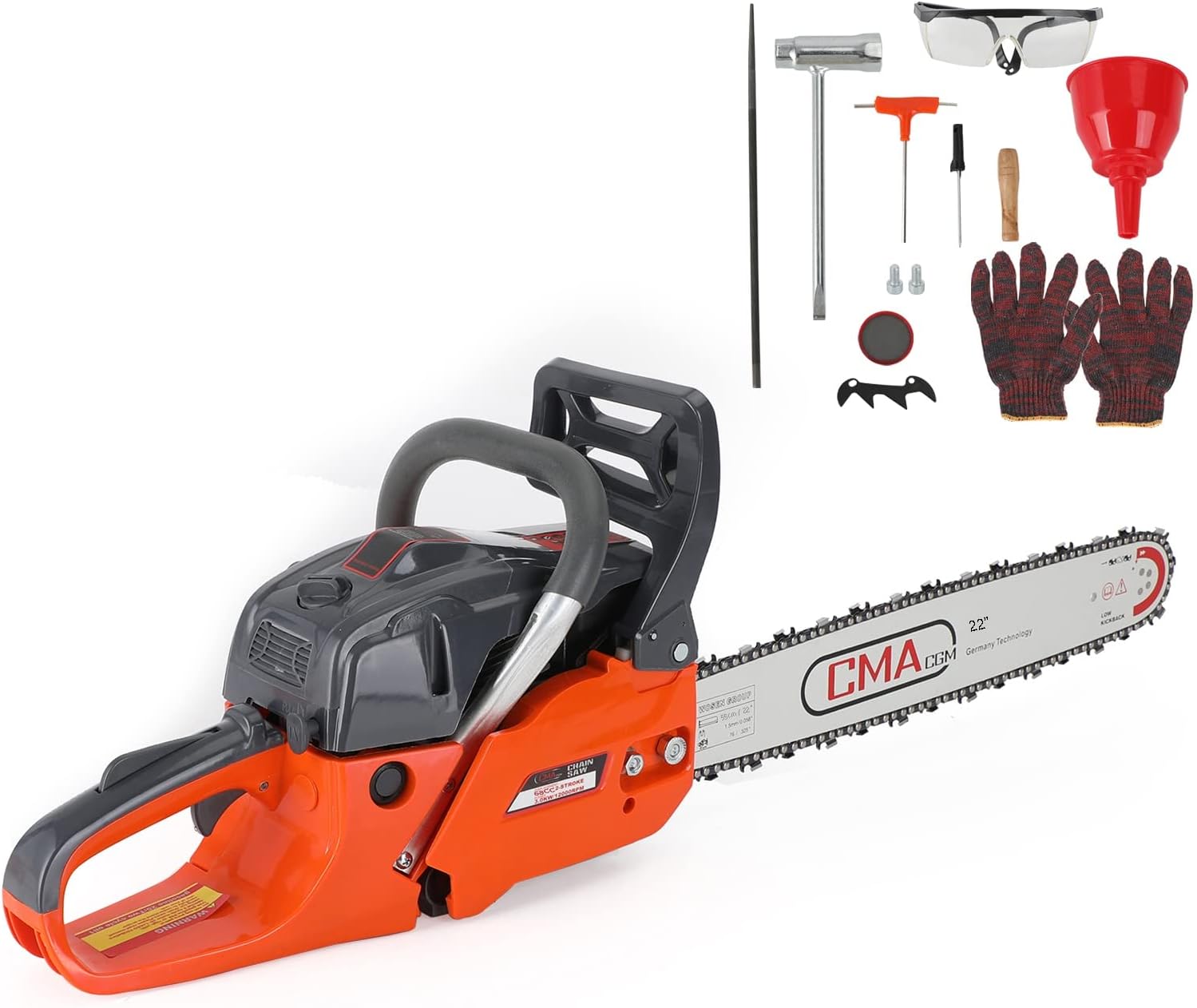 Topteng Gas Chainsaw 22 Inch 68cc, Chainsaw Gas Powered Cutting Wood Gas Sawing Aluminum Crankcase Chain Saw 22