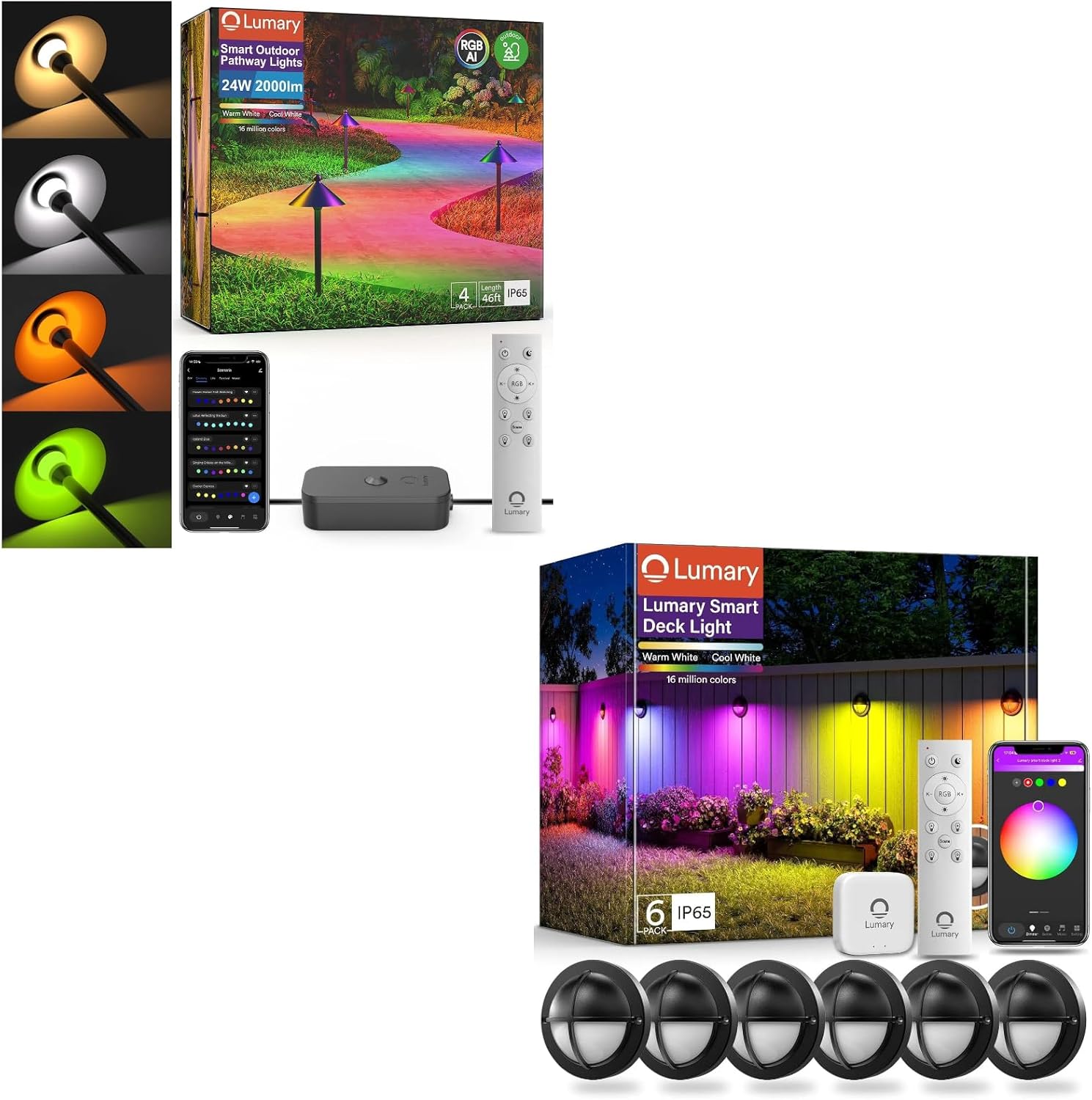 Lumary 6 Pack Smart LED Deck Lights Smart Low Voltage Pathway Lights