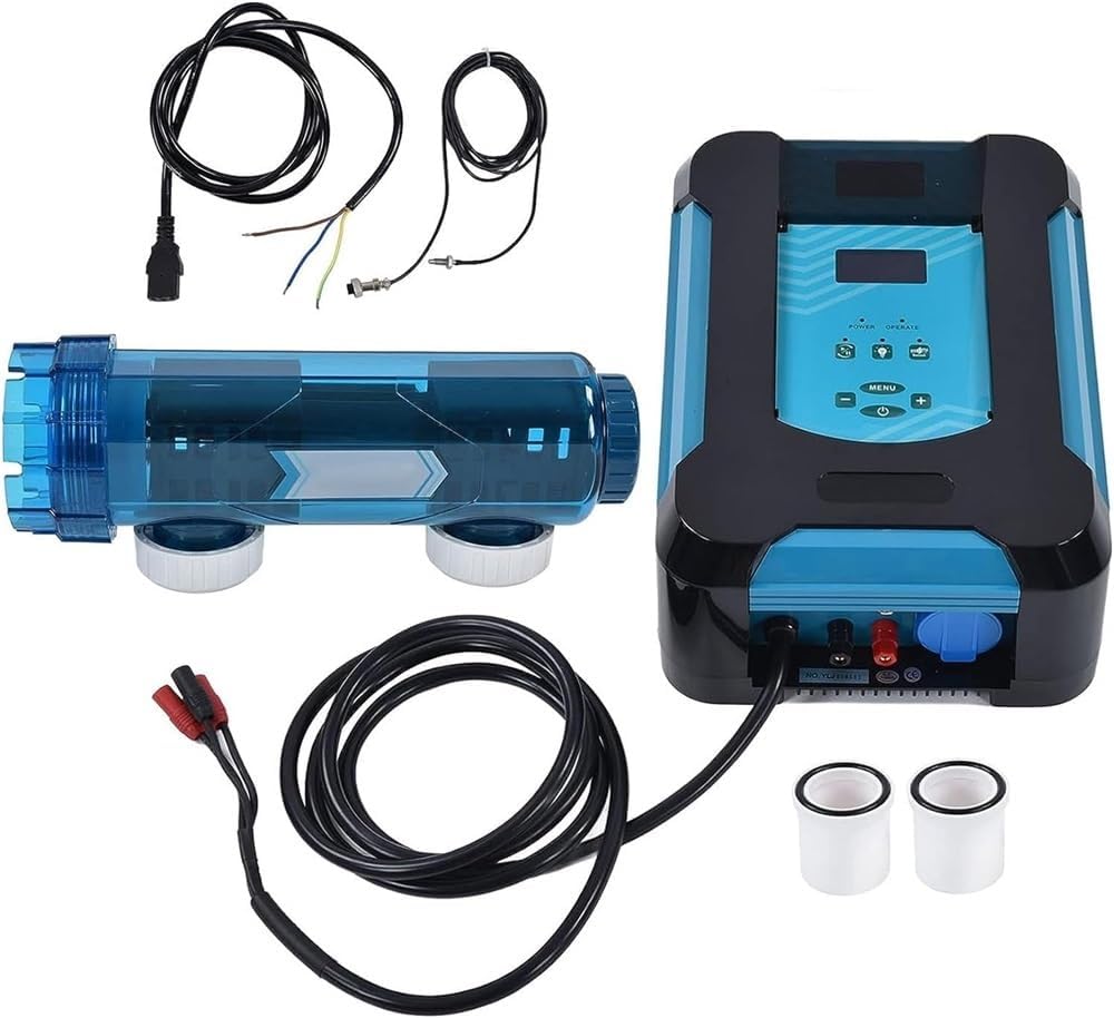 Pool Saltwater Chlorinator, 20/30/40/50 g/h Automatic Self Cleaning Salt Chlorinator Water Pool Electrolytic Salt Chlorine Generator System for Swimming Pool, Spa Pool,50g/h (Size : 40g/h)