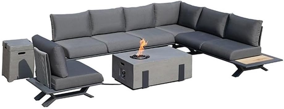 Direct Wicker Patio Gray Aluminum 7-Person Outdoor Seating Group with Fire Pits
