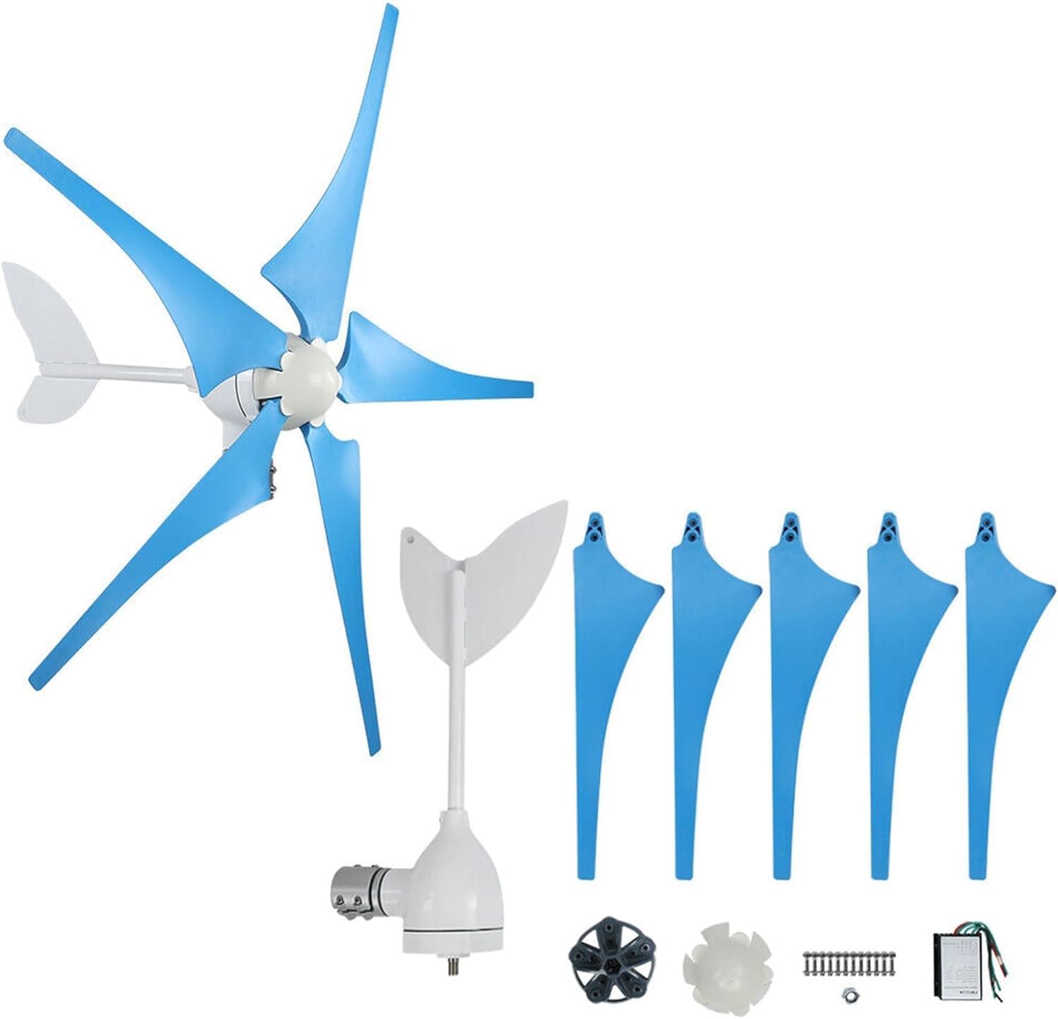 CHRISK 9000W Horizontal Axis Wind Turbine Generator Kit Wind Turbine + Wind and Solar Hybrid Controller + 2000W Inverter + 150W *2 Solar Panel Household Marine Street Light