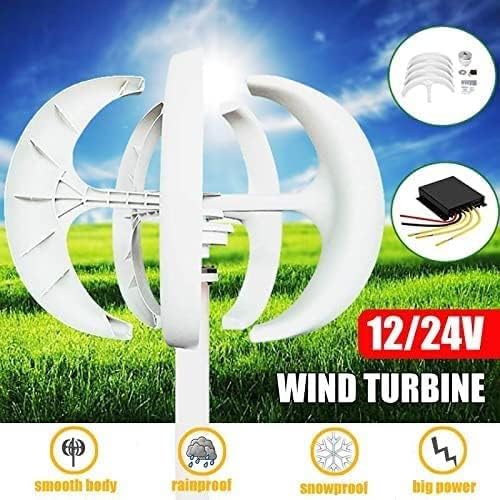 LiuSj JUnSt 8000W White Turbine Wind Turbine Generator Kit, 5 Blades Lantern Vertical Axis Wind Turbine Generator with Controller