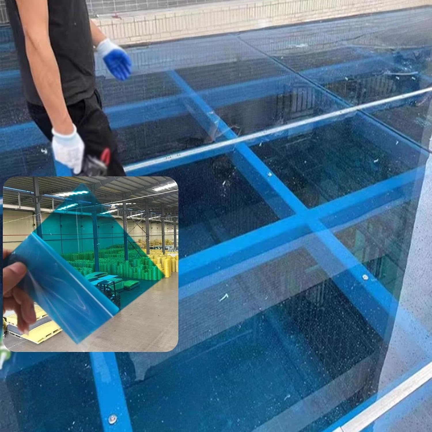 Outdoor 0.04IN Thick Pergola Polycarbonate Roofing Panels Greenhouse Endurance Plastic Sheet Replacement Shed Panel UV Rainproof Board for Garden Patio Awnings Cover.(Blue,182X900CM/6X29.5FT)