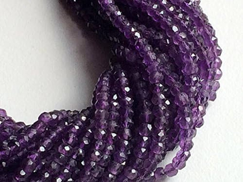 1 strand natural amethyst faceted rondelles, purple amethyst beads, amethyst necklace, 3-4mm micro faceted rondelles - 13 inch