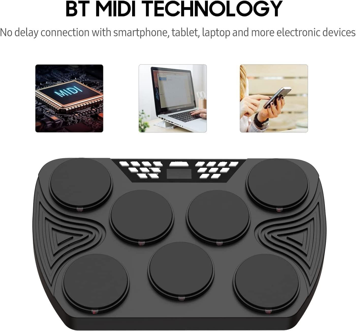 LIOONS Unique Shaman Drum Electronic Drum Set Portable Ethereal Drum 7 Velocity Sensitive Pad Desktop Drum Built-in Rechargeable Hand Drum Can Record Distinctive Sound