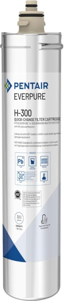 Pentair Everpure H-300 Quick-Change Filter Cartridge, EV927072, NSF Certified to Reduce Lead, For Use in Everpure H-300 Drinking Water Systems, 300 Gallon Capacity, 0.5 Micron