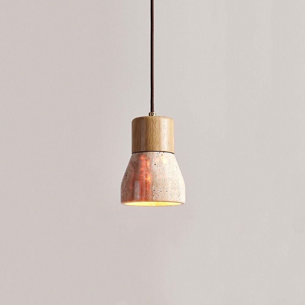 Chinese Vintage Bedroom Bedside Small Hanging Lamp Cozy Natural Solid Wood Travertine Pendant Light Kitchen Island Backdrop Chandelier Bar Coffee Shop Villa Club Lighting Fixture E27 Base Han