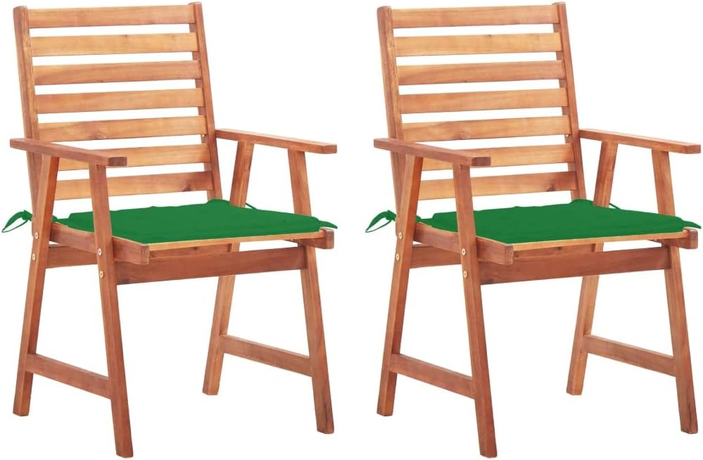 Patio Dining Chairs 2 pcs with Cushions Solid Acacia Wood,Rustic Acacia Wood Dining Chairs with Water-Resistant Cushions for Outdoor Garden Patio Outdoor Furniture, Outdoor Chairs