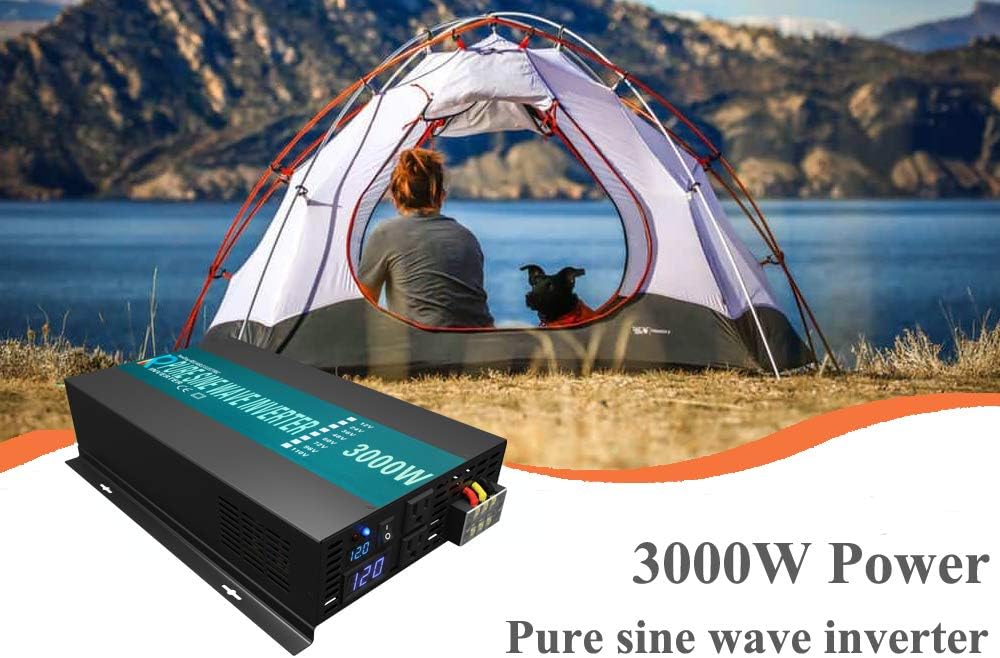 Reliable 3000W High Efficiency Pure Sine Wave Solar Power Inverter 12V 120V 60Hz Power Converter LED Display