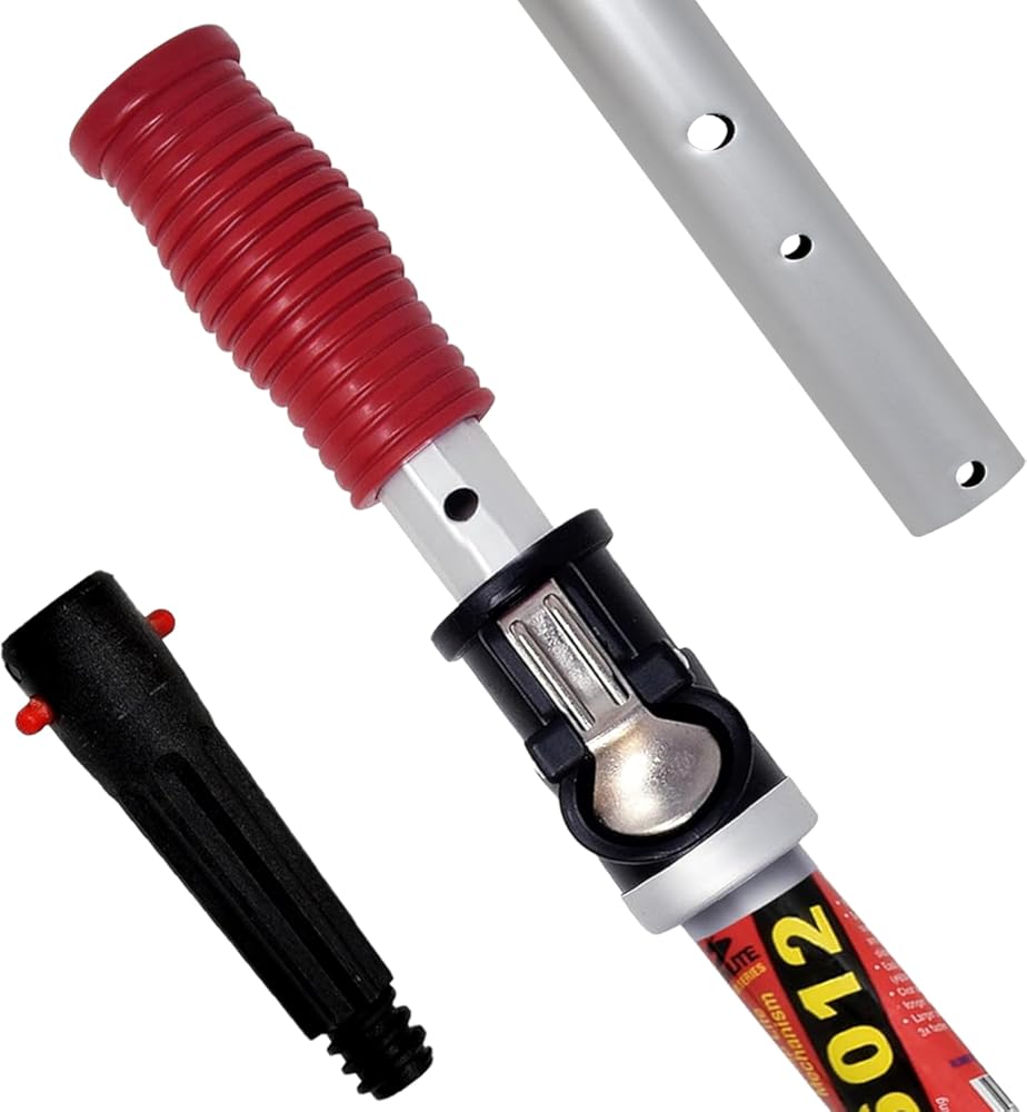 SKIMLITE MANUFACTURING Snaplite Telescopic Pool Pole 12 Ft Adjustable Cleaning Poles Push Button Lock Light Weight Easy Grip, Includes Universal Threaded Adapter for Skimmer Net Brush Vacuum Head
