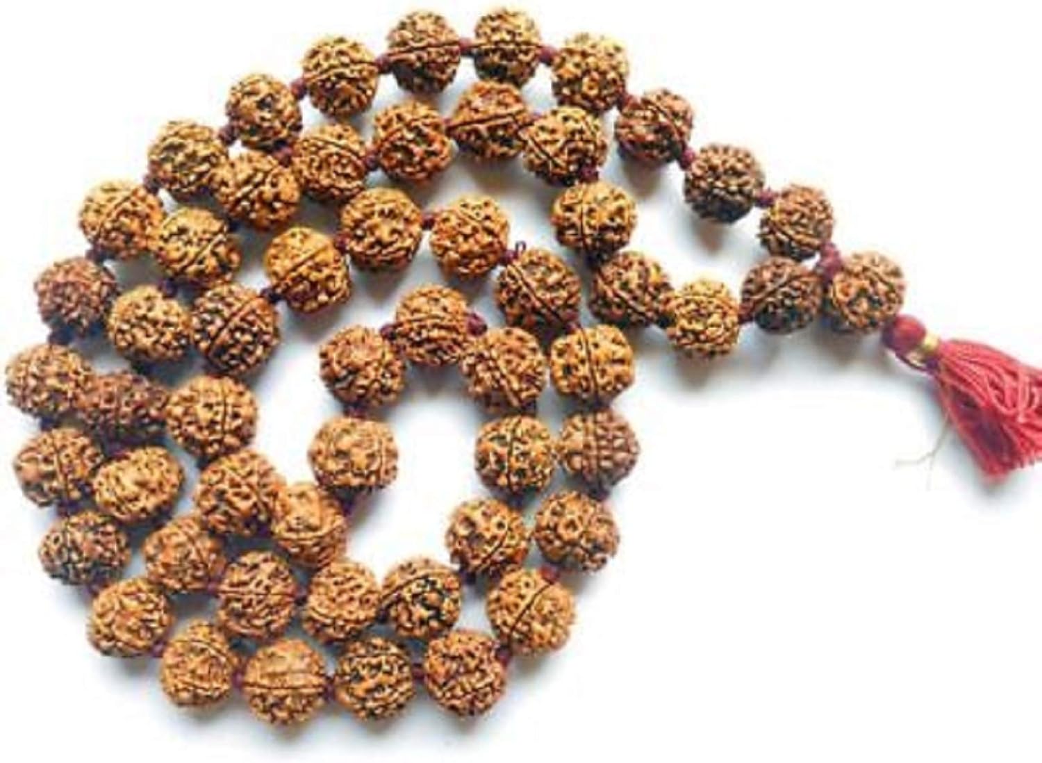 numeroastro 3 Mukhi/Three Faced Original & Natural Rudraksha Beads Kanthi Mala (54+1) Beads (1 Pc)