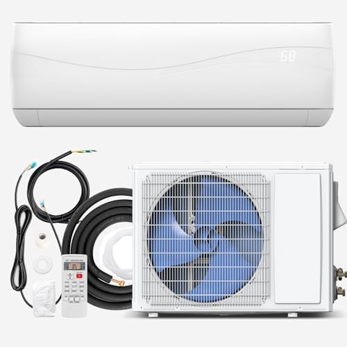 KOTEK 24000 BTU Mini Split AC/Heating System, 18.5 SEER2 Inverter Ductless AC Unit, Cools Up to 1500 Sq. Ft, Wall Mounted Air Conditioner w/Heat Pump, Installation Kit(24000BTU, 208-230V, 18.5 SEER2)