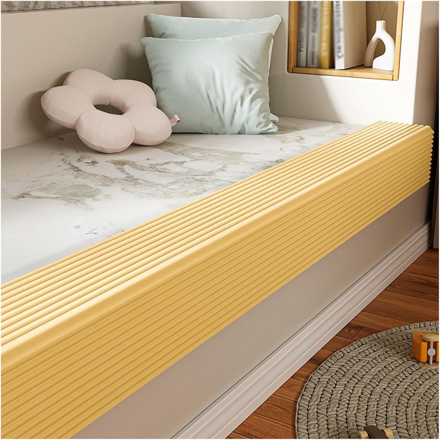 Furniture Edge Corner Guards, Furniture Corner Protectors Soft Extra Wide Guard Self Adhesive Bumpers Wall Protector Foam Padding for Garage Fireplace Table Stair(Woody,16.4ft/5m)