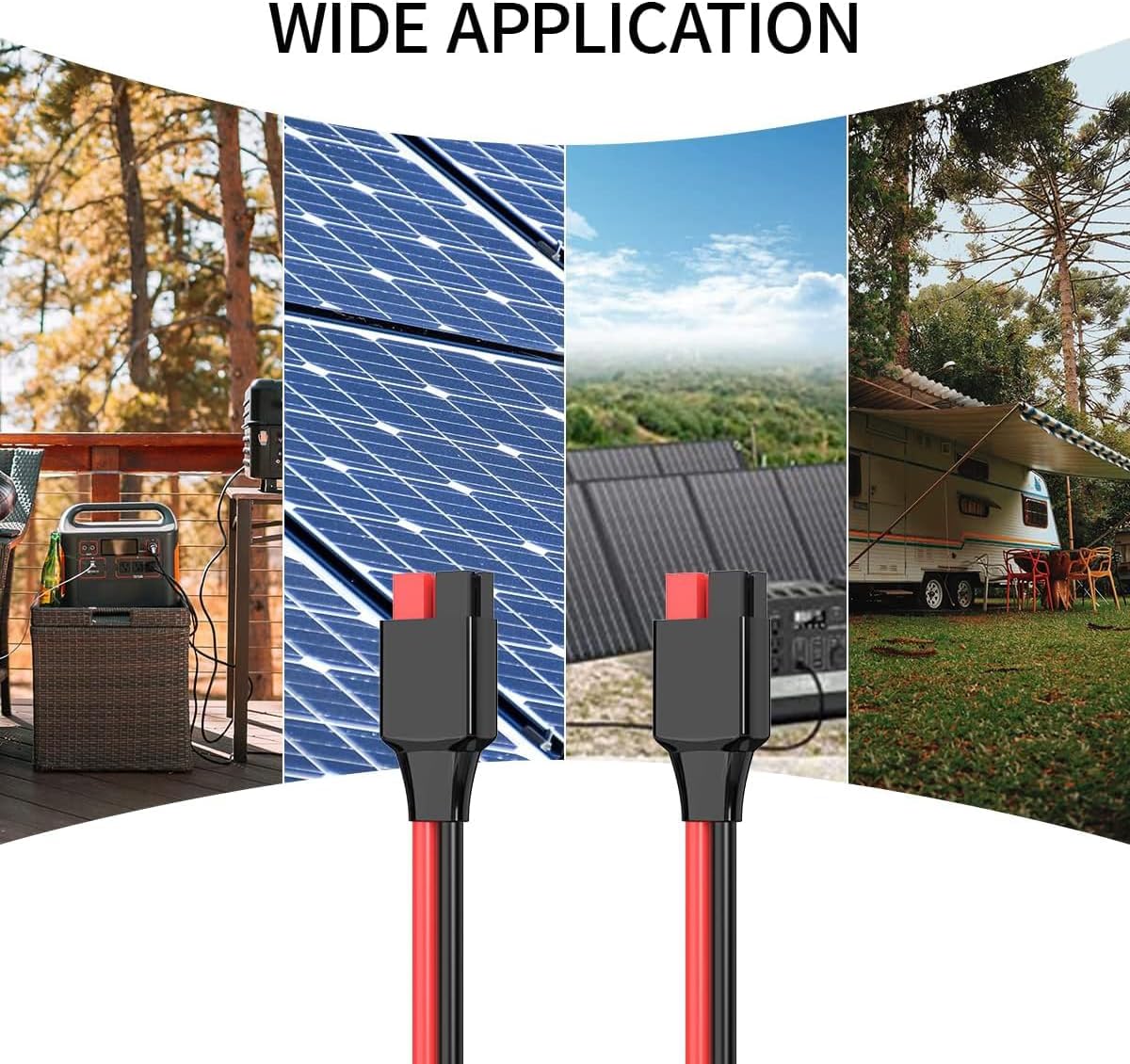 10AWG 50FT Anderson Extension Cable 2 6 10 20 35 50 75 100FT Solar Extension Cable Anderson Connector for Portable Power Station Solar Generator Solar Panel (50FT)