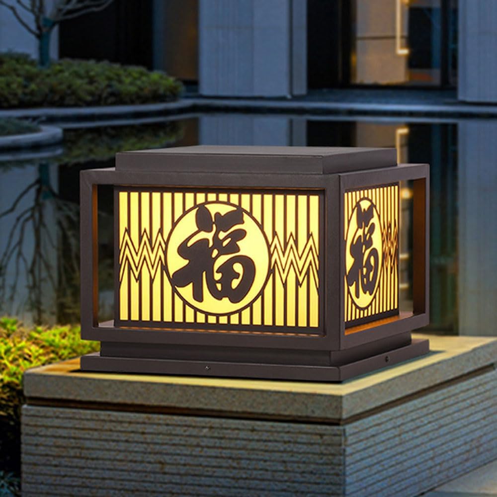 RCIDOS LED Fence Deck Post Cap Light Imitation Marble Lantern Lamp Shade Outdoor Modern Courtyard Decor Column Lights IP54 Exterior Lamp Street Light Porch Lights for Garden, Patio, Pathway, Fence