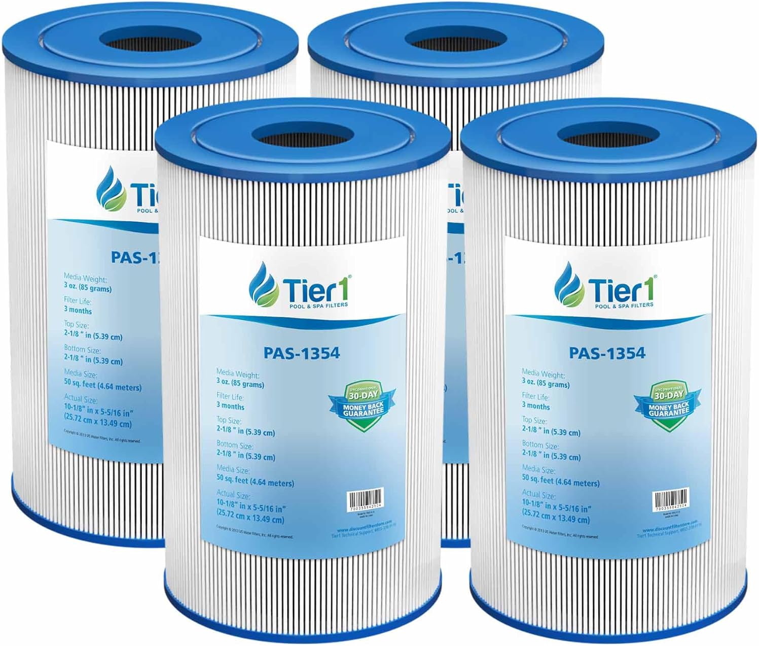 Tier1 Replacement for Pentair PLBS50 Pool Filter Cartridge – 4 Pack | Compatible with Unicel C-5345, Pleatco PLBS50, Filbur FC-2970 | 10-1/8