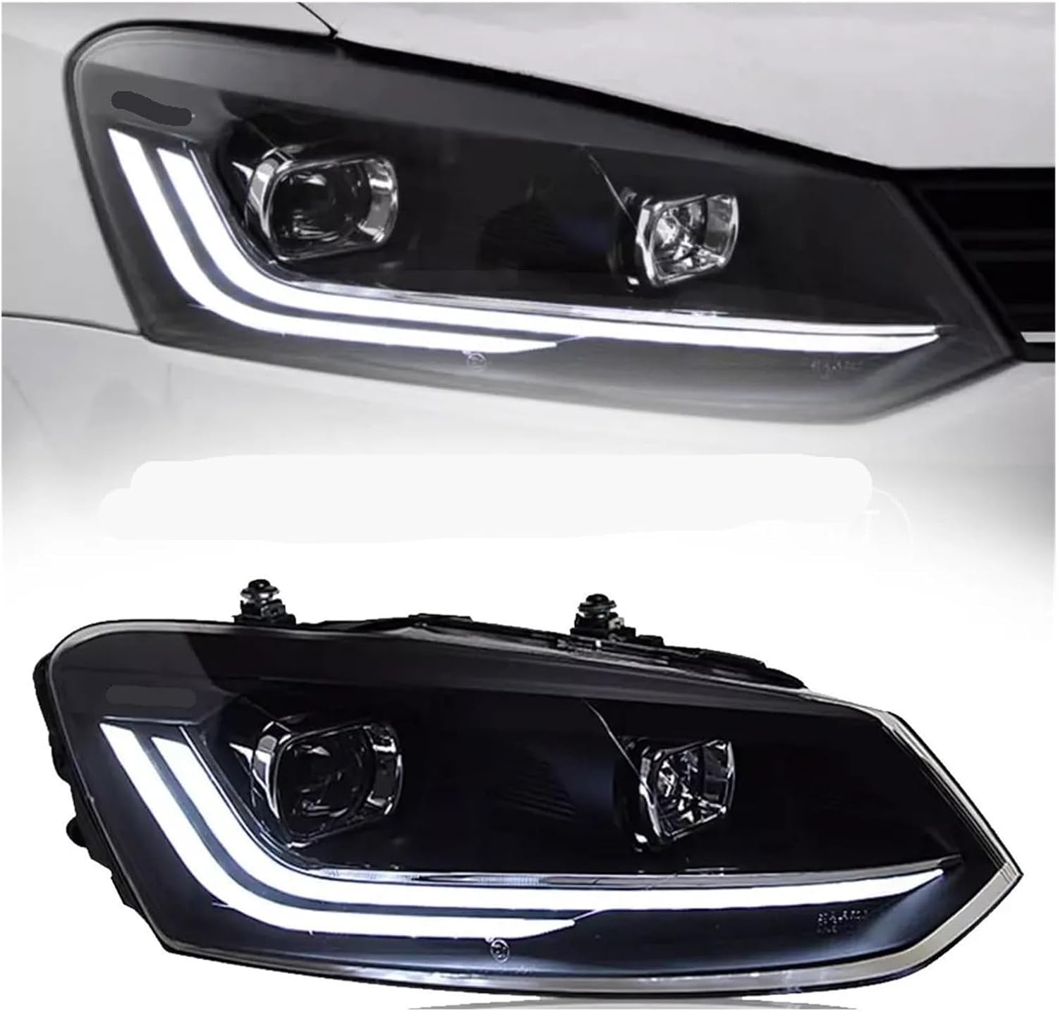 Front HeadLamp Compatible For VW Polo 2011-2023 Polo Head Light LED Headlight LED DRL Assembly Upgrade Dynamic Signal Auto Accessories(For 2011-2018 year,RHD)