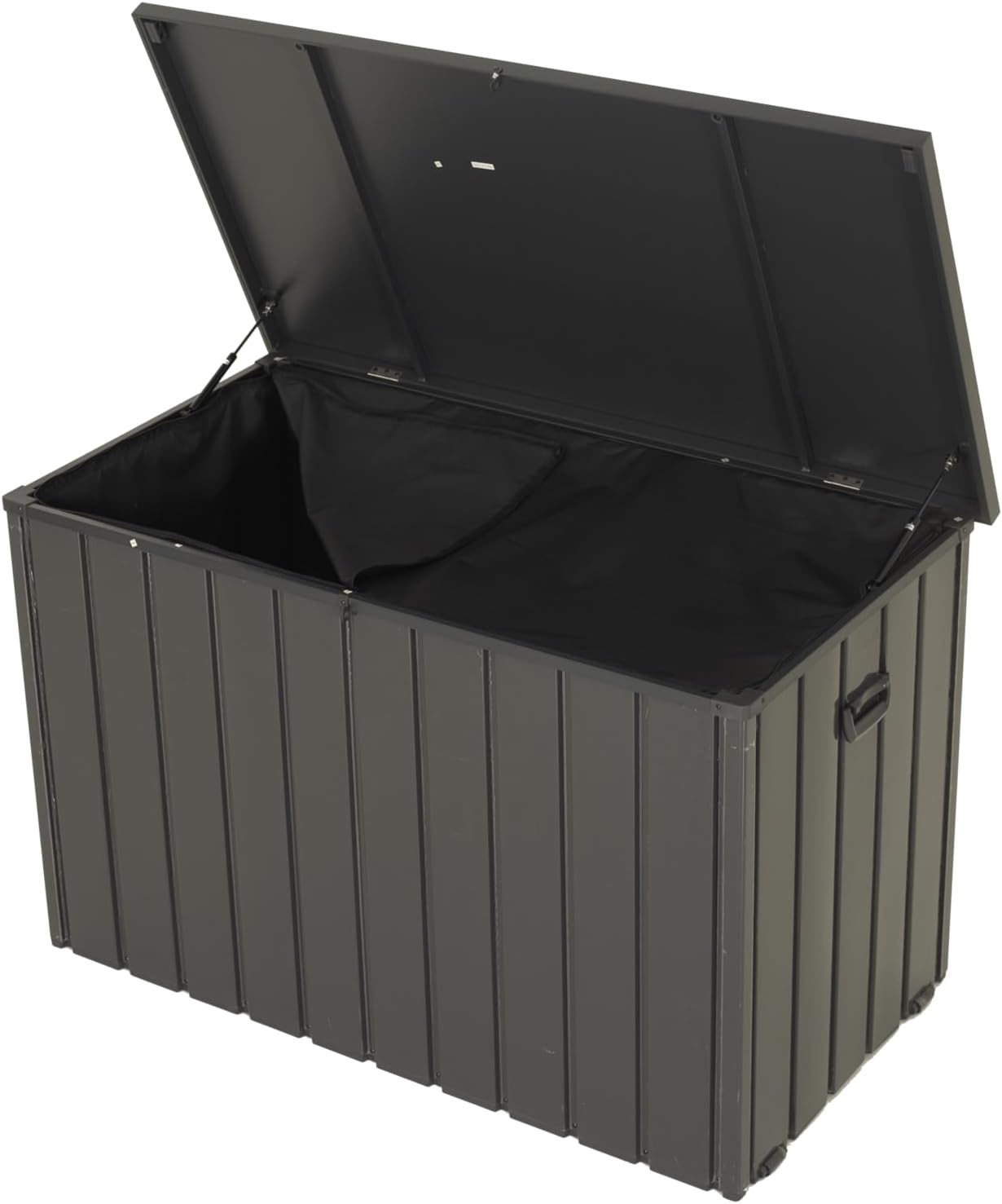 Outdoor Storage Box, 100 Gallon Metal Deck Box Built-in a Oxford Fabric Storage Bag, Lockable & Waterproof Outside Patio Storage Box - Gray