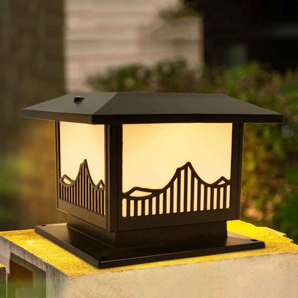 Modern Patio Pillar Lights Square Patio Outdoor Post Lights Fixture Classical Garden Lantern Column Light Waterproof Lawn Lamp Street Light Post Cap Light Landscape Lighting & Accessories
