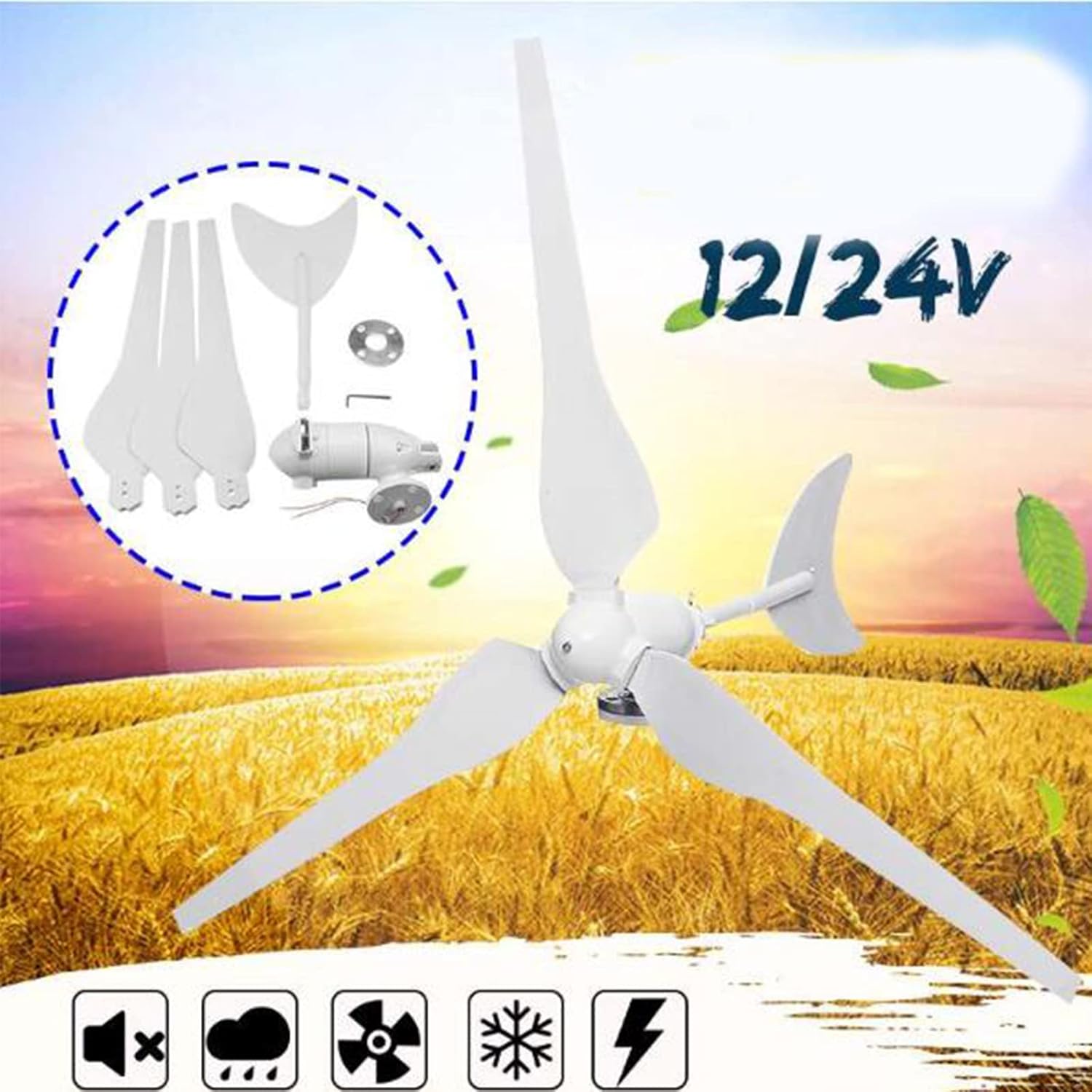 3000W High Efficiency Wind Turbine Off Grid System 12V 24V 48V Output Voltage 220V 230V 240V Home Appliance Power Supply System