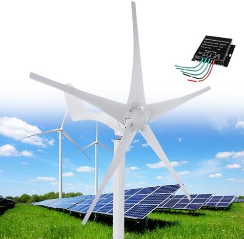 Wind Turbine Home Use Horizontal Generator Kits Blades with Controller12000W Wind Turbine Generator, Windmill Generator 12V/24V/48V Wind Turbine 5 Blade Wind with Controller, 3 Phase AC Gen