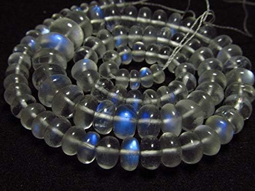 13 inch natural beads strand of 4.5-9mm smooth rondelle srilanka ceylon moonstone gemstone beads for DIY jewelry - necklace, bracelet, earring, ring.