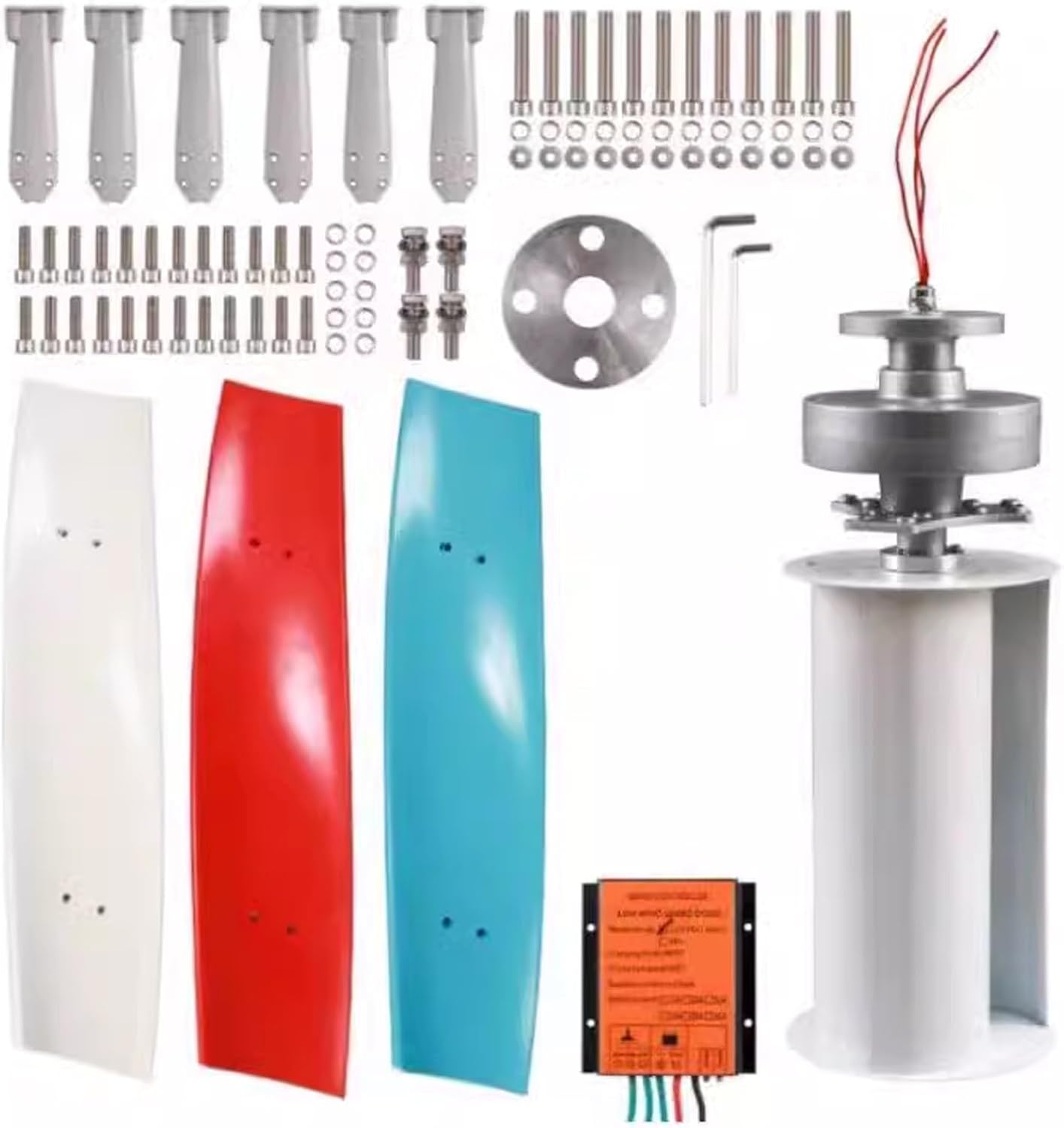 Outdoor Wind Turbine Generator, Breeze Type Windmill Generator, Small Household Vertical Axis Wind Turbine Generator Kit, 12v/24v Voltage for Courtyard Outdoor, Home Appliance(400W-24V)