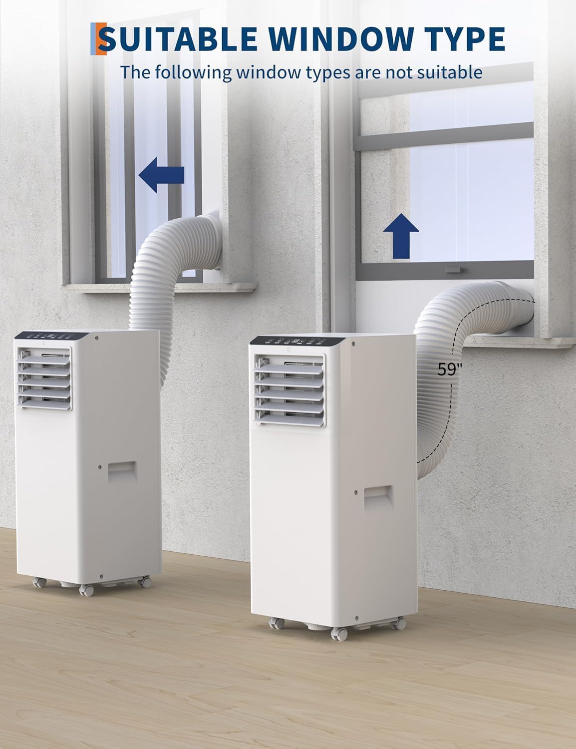 8000 BTU Portable Air Conditioner - 3-in-1 AC Units Fast and Quiet Cooling with Smart Remote Control Sleep Mode Cool/Dry/Fan, 24H Timer for Rooms up to 350 Sq.Ft for Bedroom Kitchen Office