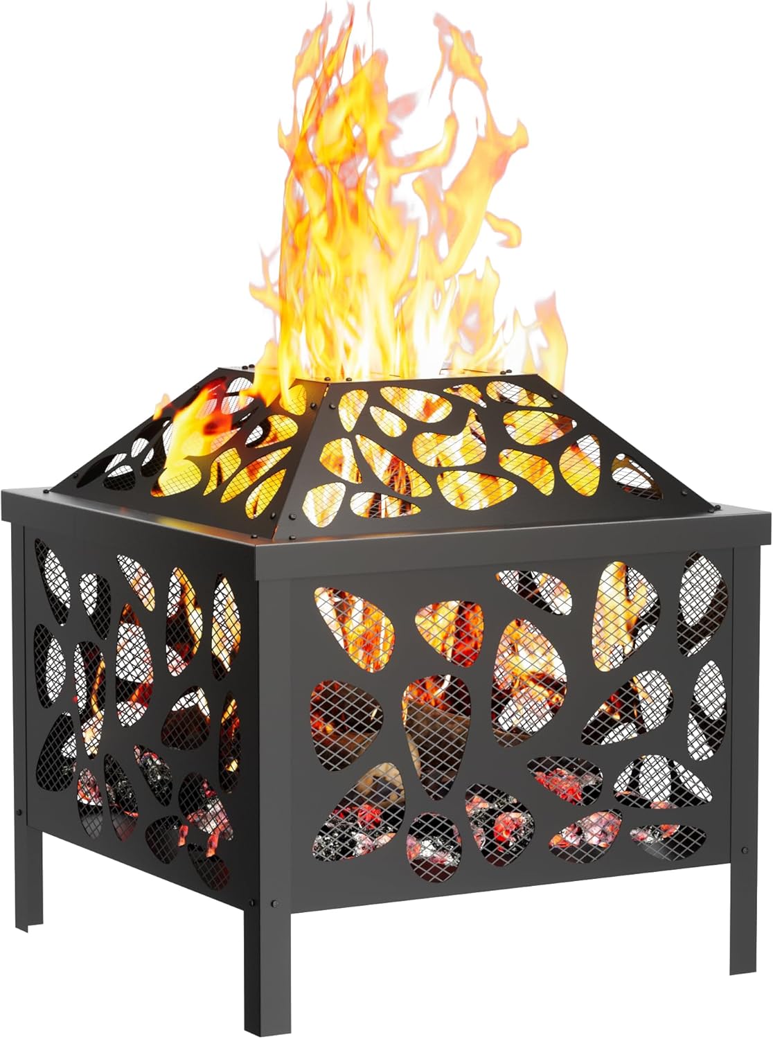 15.7 inch Small Fire Pit for Outside, Outdoor Wood Burning Fire Pit, Small Bonfire Pit,Firepit Bowl for Patio Camping Backyard Deck Picnic Porch