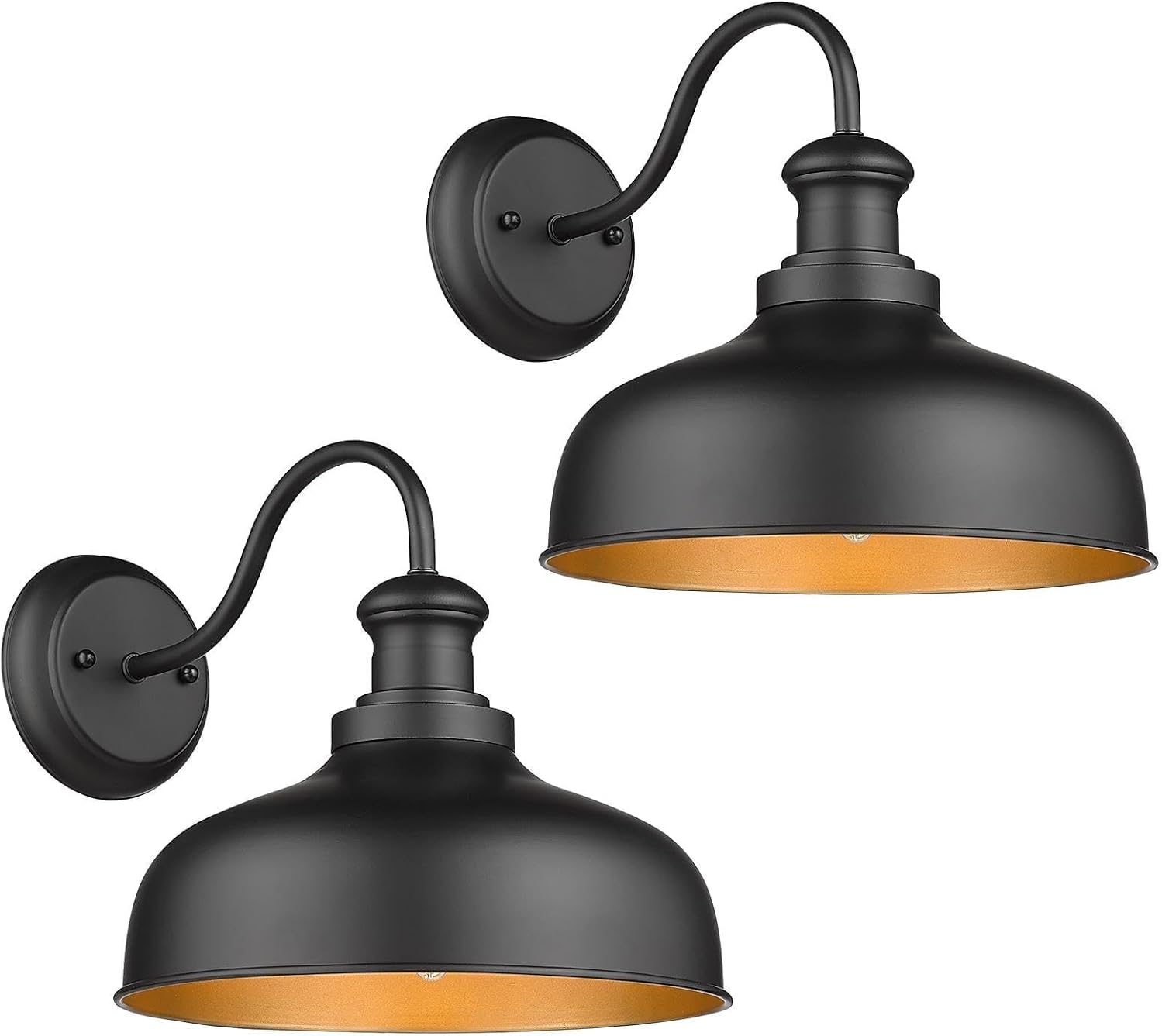 Outdoor Wall Light Fixture, Farmhouse Barn Light, Farmhouse Weatherproof Exterior Wall Sconce, Anti-Rust Outside Lantern Lamp for Porch, Patio, Garage (Black, Regular-2Pack)