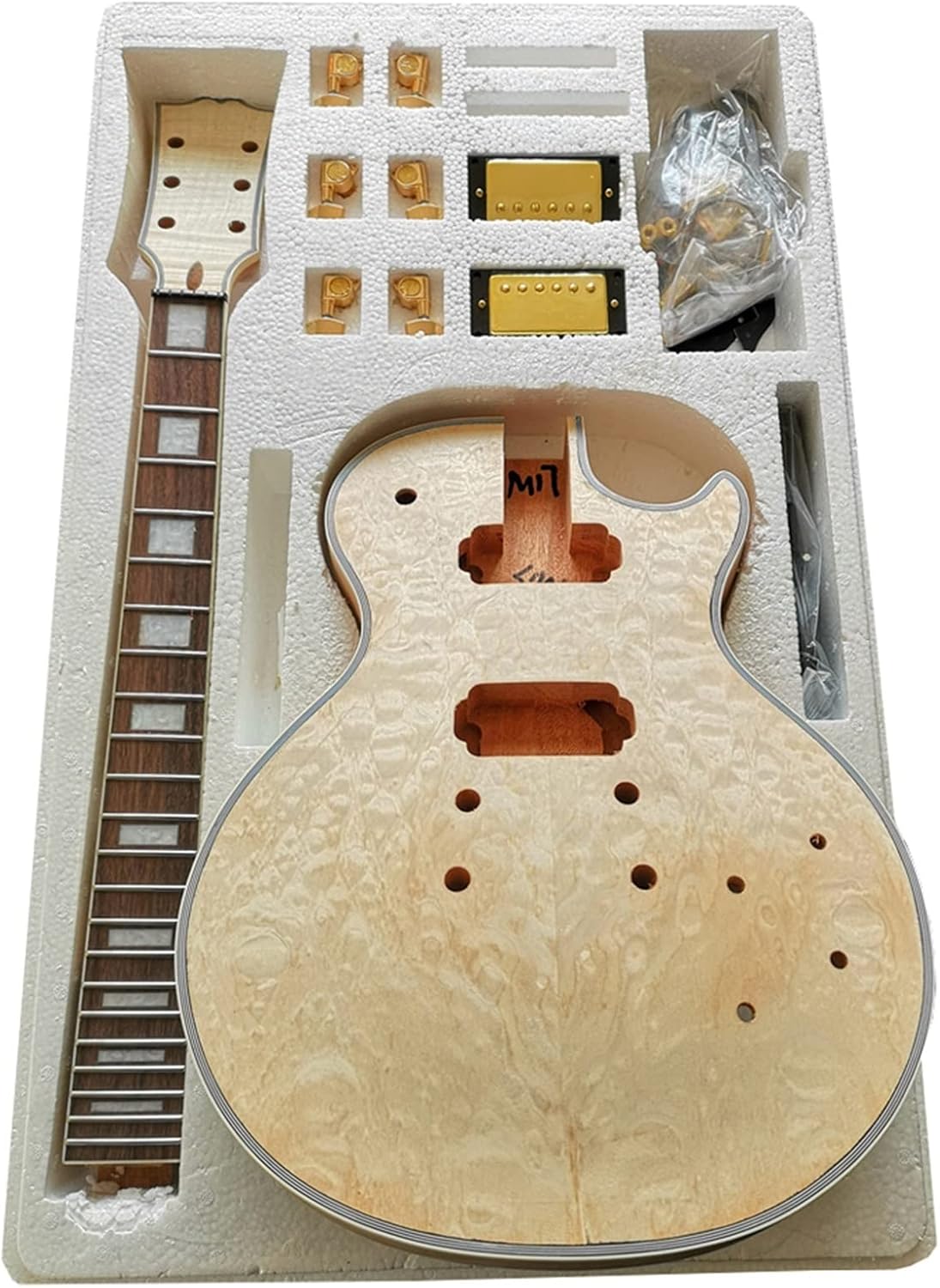 DIY Electric Guitar Kit DIY Guitar Body Kit Mahogany Okoume Neck Rosewood Fingerboard Beginner Electric Guitar Set (Color : 01)