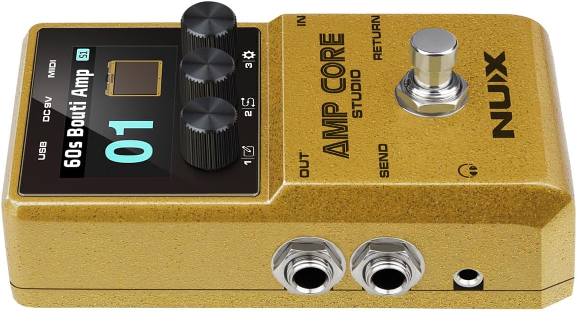 NUX Amp Core Studio Guiar Effect Pedal, IR CABINET with Classic Amp Sounds, 3 Scene Modes, HD Color LCD Screen, IR Pedal