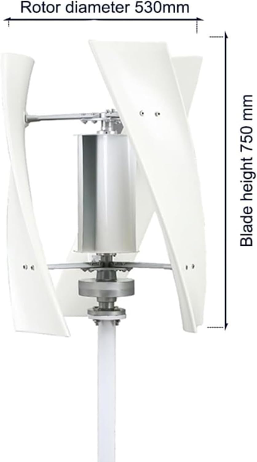 Noiseless Vertical Wind Turbine,2000W 12V 24V 48V Wind Generator Windmill 3 Blades 3-Phase Permanent Magnet Wind Turbine Suitable,for Outdoor Street Lights