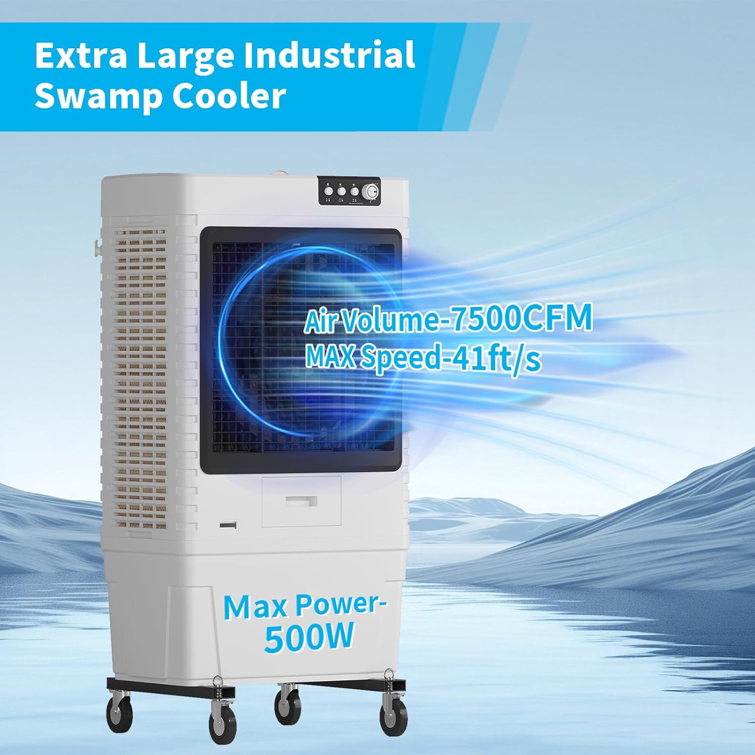 9000CFM Commerial Air Conditioner, Portable Evaporative Air Cooler with 21.1-Gal Water Tank with Water Level Alarm, Remote, 3 Speeds, Ideal for Factory, Garage