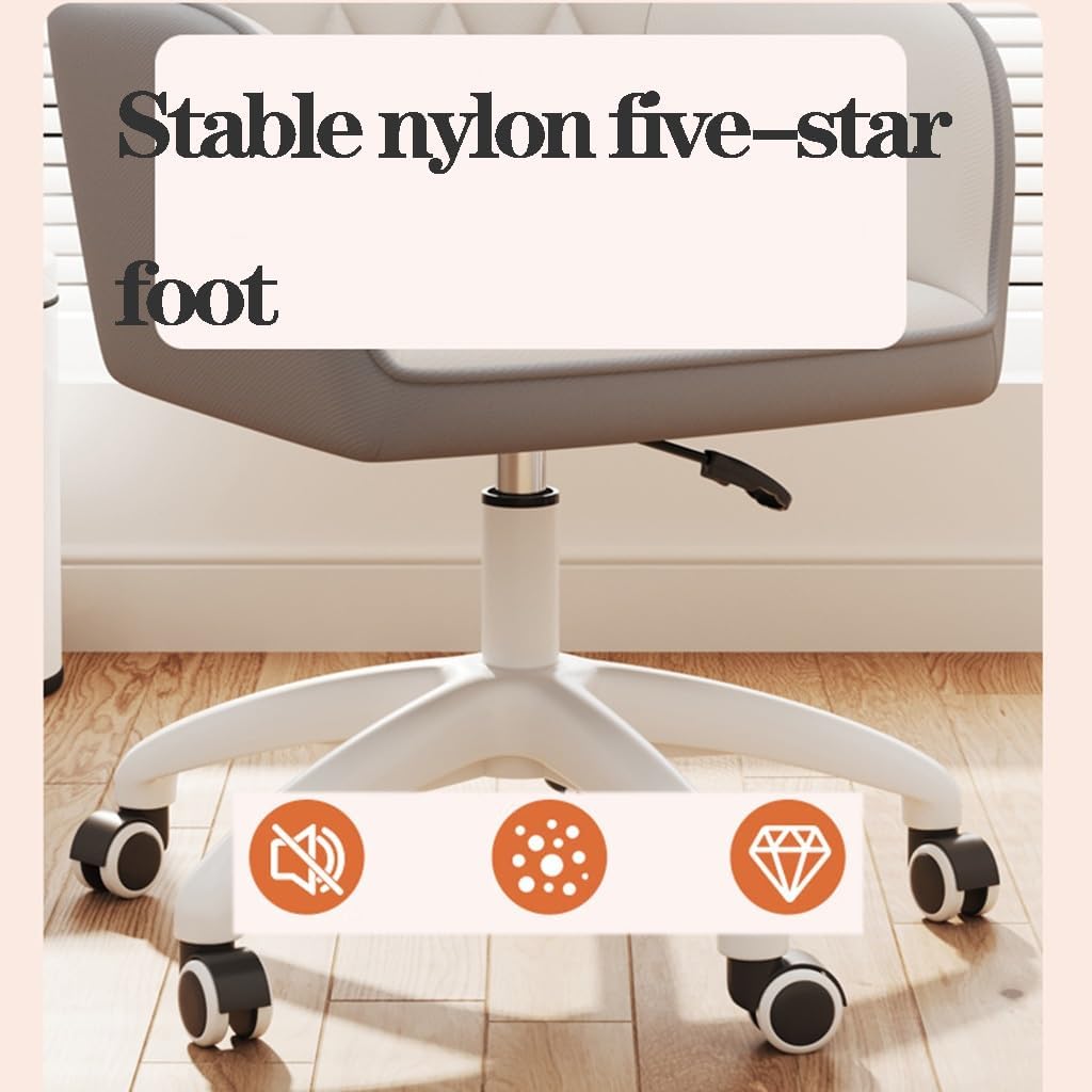 Desk Chair Vanity Chair Stool for Makeup with Wheels and Back Modern Accent Chair Home Office Chair Task Armchair Adjustable Rolling Swivel Chair for Bedroom Vanity Room (Color : Blue)