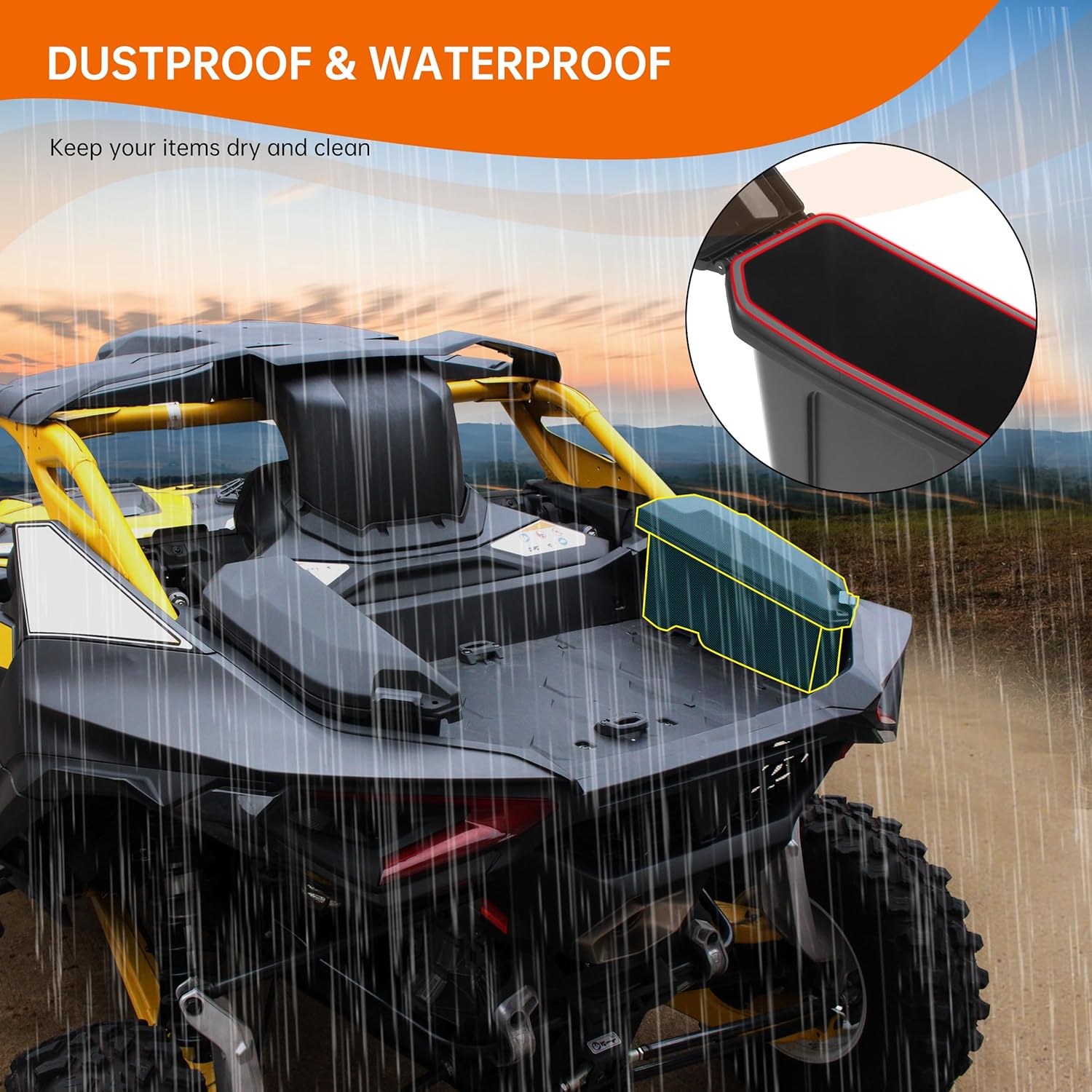 Rear Side Cargo Storage Boxes for Maverick R, 13.5L Waterproof Bed Tool Side Cargo Storage Boxes Compatible with Can Am Maverick R 2024+ Accessories Replace #715007372 (2PCS)