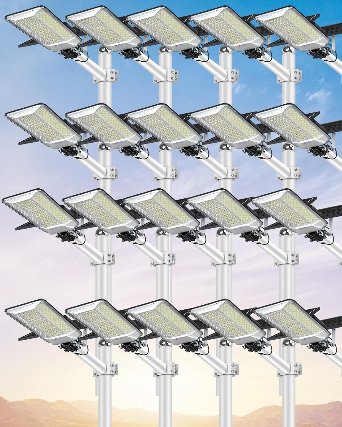12000W Solar Street Lights Outdoor-6500K Commercial Parking Lot Lights Dusk to Dawn, Heavy Duty LED Street Light with Remote Control, High Powered Solar Flood Light for Driveway (12000W/20PACK)